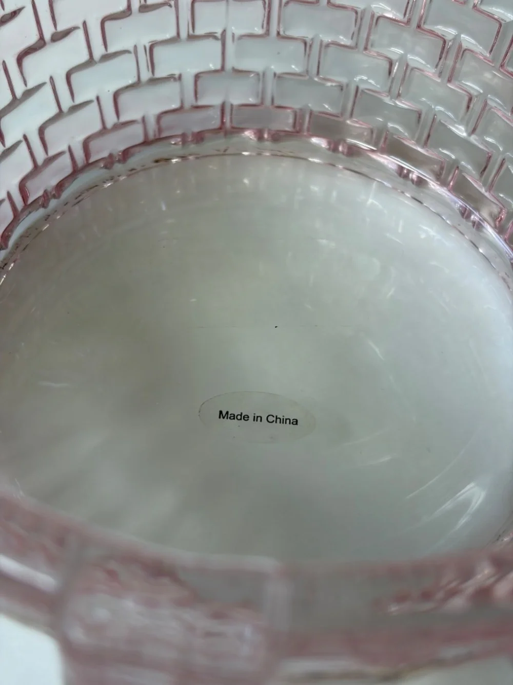 brand new Barely-Pink Clear Glass EASTER BASKET Candy Dish